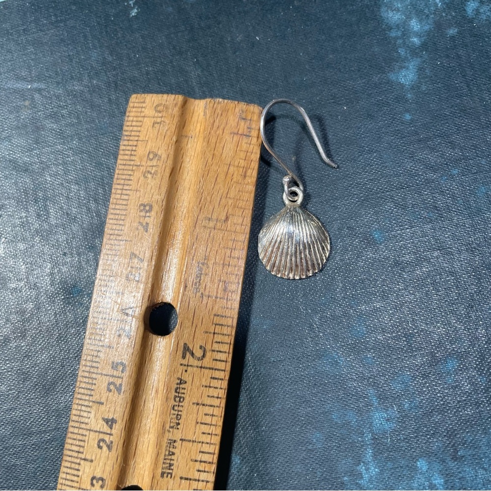 Sterling silver 925 scallop seashell dangle earrings beach coastal jewelry - Picture 6 of 9
